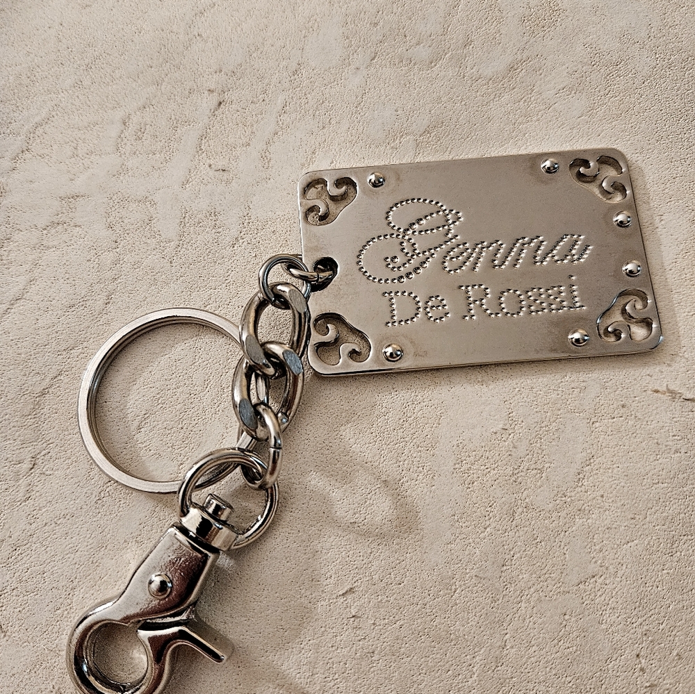 VTG Genna De Rossi Silver Tone Signature Keychain 5.5"L Total
